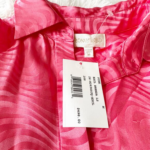 Ronny Kobo Brenda Dress Ria Pink Silk Blend Mini Ruched Waist Size M NWT - Picture 8 of 11